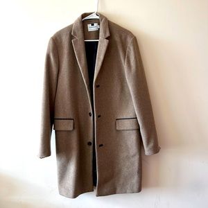 Topman Camel overcoat with black details. Size M